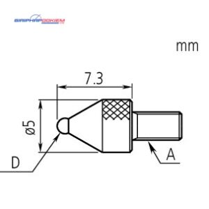 Kim đo đồng hồ so Ball Point D=2,5mm, Carbide, Metric Mitutoyo 21AAA351 5 dau do dong ho so ball point d 4mm carbide metric mitutoyo 21aaa352 1
