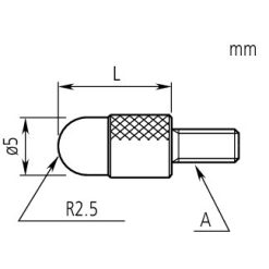 Đầu đo đồng hồ so R=2,5mm, 20mm, Steel, Metric Mitutoyo 101387 4 dau do dong ho so r 5 32 3 32 steel inch mitutoyo 193697 1