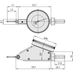 Đồng Hồ So Chân Gập, Dial Test Indicator, Horiz. 20° Face 1,6mm, 0,01mm, 4/8mm Stem, with Bracket Mitutoyo 513-444-10T 9 dong ho so chan gap dial test indicator horiz 20%C2%B0 face 0 06 0 0005 4 9 52mm stem bracket black dial 513 446 16t 1