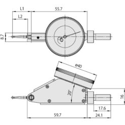 Đồng Hồ So Chân Gập, Dial Test Indicator, Horiz. 20° Face 0,4mm, 0,002mm, 4/8m Stem Mitutoyo 513-445-10A 6 dong ho so chan gap dial test indicator horiz 20° face 0 06 0 0005 4 9 52mm stem bracket black dial 513 446 16t 1