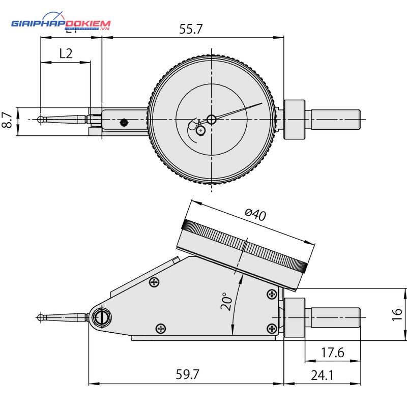Đồng Hồ So Chân Gập, Dial Test Indicator, Horiz. 20° Face 0,4mm, 0,002mm, 4/8m Stem Mitutoyo 513-445-10A 3 Đồng Hồ So Chân Gập, Dial Test Indicator, Horiz. 20° Face 0,4mm, 0,002mm, 4/8m Stem Mitutoyo 513-445-10A - Ảnh 2