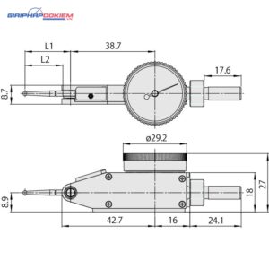 Đồng Hồ So Chân Gập, Dial Test Indicator, Horizontal Type 1mm, 0,01mm, 8mm Stem Mitutoyo 513-415-10E 9 dong ho so chan gap dial test indicator horizontal compact 0 008 0 0001 9 52mm stem 513 463 10e 1