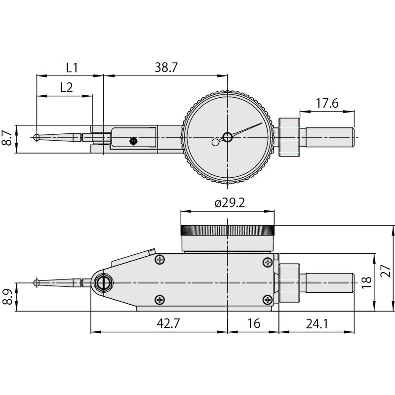 Đồng Hồ So Chân Gập, Dial Test Indicator, Horizontal Type 1mm, 0,01mm, 8mm Stem Mitutoyo 513-415-10E 6 Đồng Hồ So Chân Gập, Dial Test Indicator, Horizontal Type 1mm, 0,01mm, 8mm Stem Mitutoyo 513-415-10E - Ảnh 2