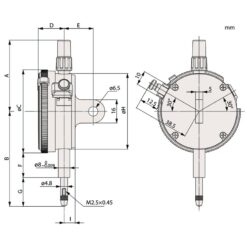 Đồng Hồ So Cơ Khí Flat Back 5mm, 0,005mm Mitutoyo 2124S-10 7 dong ho so co khi flat back 5mm 0 005mm mitutoyo 2124s 10 1