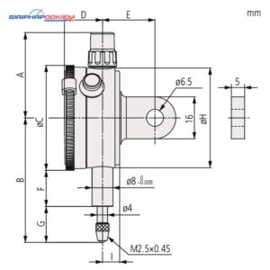 Đồng Hồ So Cơ Khí, Lug Back, ISO Type 1mm, 0,002mm Mitutoyo 1013A-10 7 dong ho so co khi lug back iso type 1mm 0 002mm 1013a 10 1
