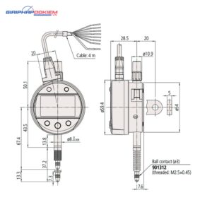 Đồng Hồ So Điện Tử Cấp Nguồn Bên Ngoài, Digital Indicator Signal ID-C 12,7mm, 0,001mm, with Flat Back Mitutoyo 543-350B 9 dong ho so dien tu cap nguon ben ngoai digital indicator signal id c ansi agd inch metric 0 5 0 00005 lug back 543 352 1
