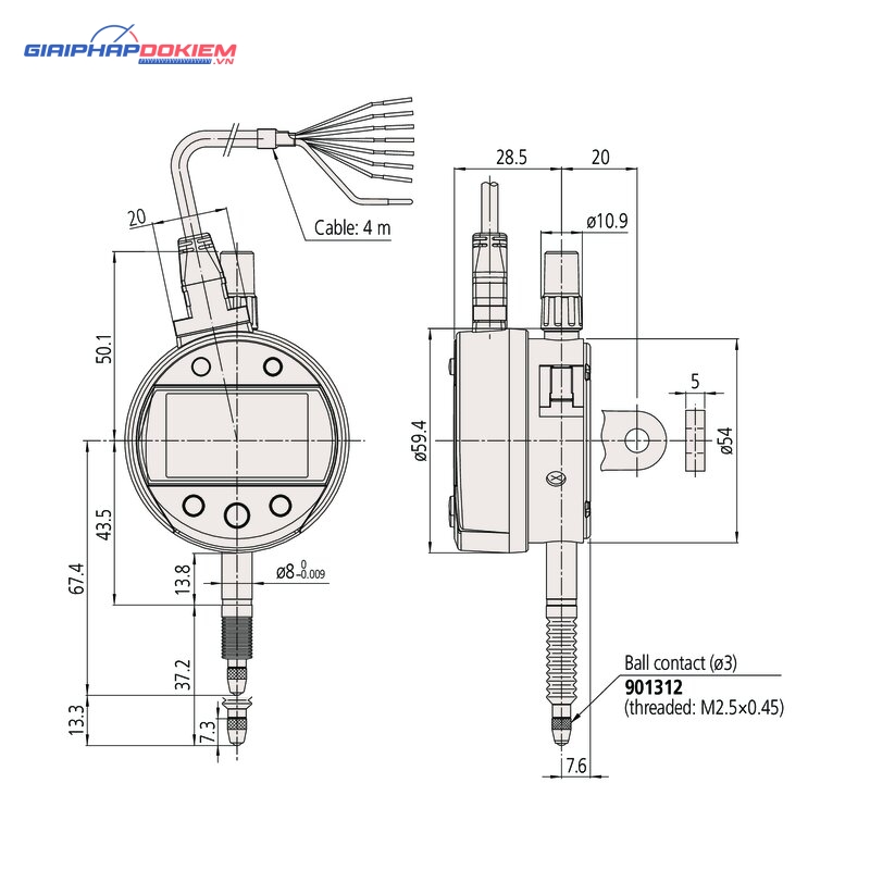 Đồng Hồ So Điện Tử Cấp Nguồn Bên Ngoài, Digital Indicator Signal ID-C Inch/Metric, 0,5", 0,00005", Flat Back Mitutoyo 543-351B 3 Đồng Hồ So Điện Tử Cấp Nguồn Bên Ngoài, Digital Indicator Signal ID-C Inch/Metric, 0,5", 0,00005", Flat Back Mitutoyo 543-351B - Ảnh 2