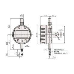 Đồng Hồ So Điện Tử Đặc Biệt, Digital Indicator Peak Hold, ANSI / AGD Inch/Metric, 0,5", 0,00005", Lug Back Mitutoyo 543-302 11 dong ho so dien tu dac biet digital indicator calculation ansi agd inch metric 2 0 00005 flat back 543 597b 1