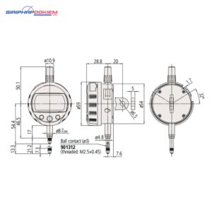 Đồng hồ so điện tử, Digital Indicator ID-C, Low Force 12,7mm, 0,01mm, Flat Back Mitutoyo 543-404B 11 dong ho so dien tu digital indicator id c ansi agd inch metric 1 0 0005 flat back 543 476b 1