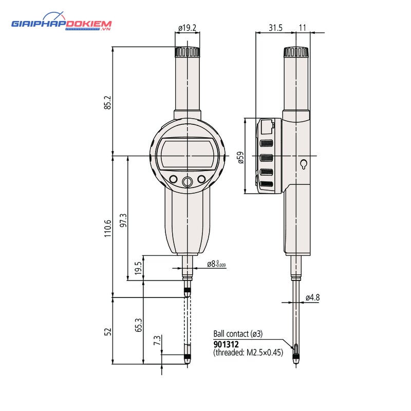Đồng Hồ So Điện Tử, Digital Indicator ID-C 50,8mm, 0,01mm, Flat Back Mitutoyo 543-494B 7 Đồng Hồ So Điện Tử, Digital Indicator ID-C 50,8mm, 0,01mm, Flat Back Mitutoyo 543-494B - Ảnh 2