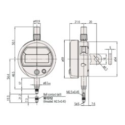 Đồng hồ so điện tử ID-SS, ANSI/AGD Inch/Metric, 0,5", 0,00005", Flat Back Mitutoyo 543-502B 5 dong ho so dien tu digital indicator id s ansi agd ip53 inch metric 0 5 0 00005 lug back 543 796 1