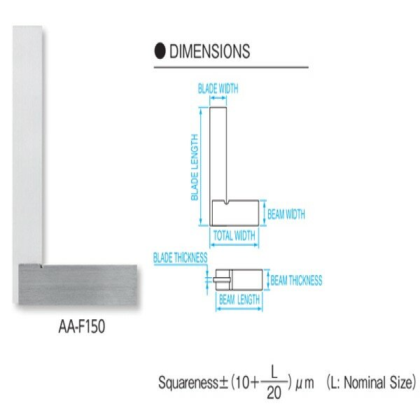 Eke vuông chuẩn dài 150x100mm kiểu đế dày Niigata Seiki AA-F150 3 Eke vuông chuẩn dài 150x100mm kiểu đế dày Niigata Seiki AA-F150