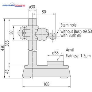Đế gá đồng hồ so D=58mm Mitutoyo 519-109-10 9 ga do may do gauge stand with hardened steel anvil d 58mm serrated anvil heigh column 519 109 10 1