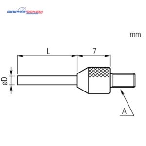 Kim đo đồng hồ so D=0,45mm, L=5mm, Carbide, Metric Mitutoyo 21AAA329 5 kim do dong ho so d 2mm l 40mm carbide metric mitutoyo 21aaa339 1