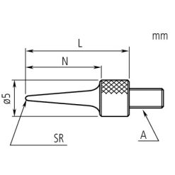 Kim đo đồng hồ so R=0,4mm, L=25mm, Steel, Metric Mitutoyo 21AAA255 5 kim do dong ho so r 0 016 l 2 steel inch mitutoyo 21aaa048 1
