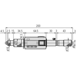 Panme Đo Trong Dạng Thanh Nối Điện Tử Inch/Metric, 8-9" Mitutoyo 339-102 9 panme do trong dang thanh noi dien tu 200 225mm mitutoyo 339 101 1
