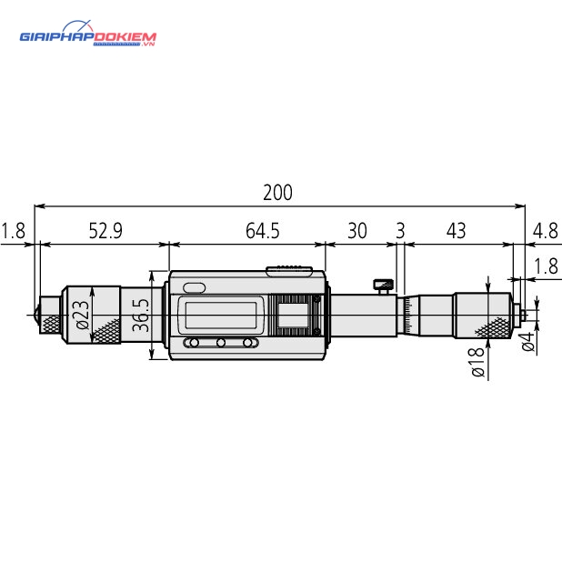 Panme Đo Trong Dạng Thanh Nối Điện Tử Inch/Metric, 8-40" Mitutoyo 337-303 3 Panme Đo Trong Dạng Thanh Nối Điện Tử Inch/Metric, 8-40" Mitutoyo 337-303 - Ảnh 2