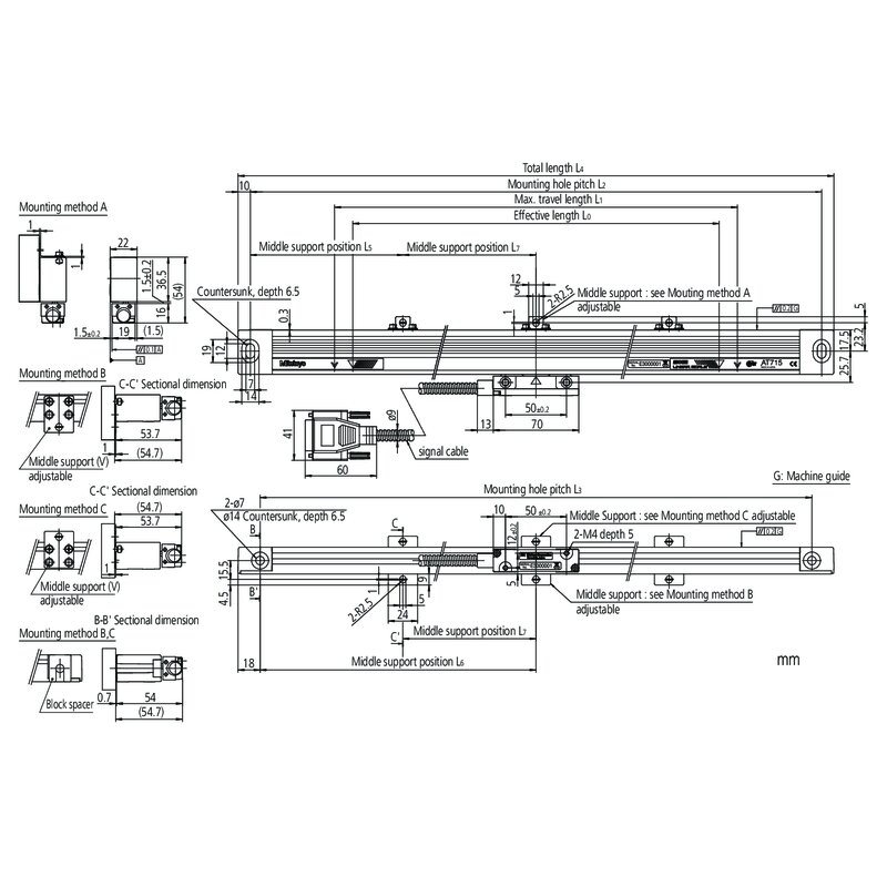 Thước Quang Linear Scale AT715 500 mm Mitutoyo 9 Thước Quang Linear Scale AT715 500 mm Mitutoyo - Ảnh 2