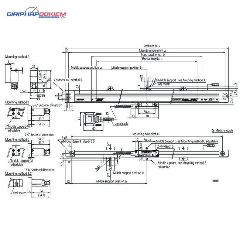 Thước Quang Linear Scale AT715 150 mm Mitutoyo 539-802 9 Thước Quang Linear Scale AT715 150 mm Mitutoyo 539-802 - Ảnh 2