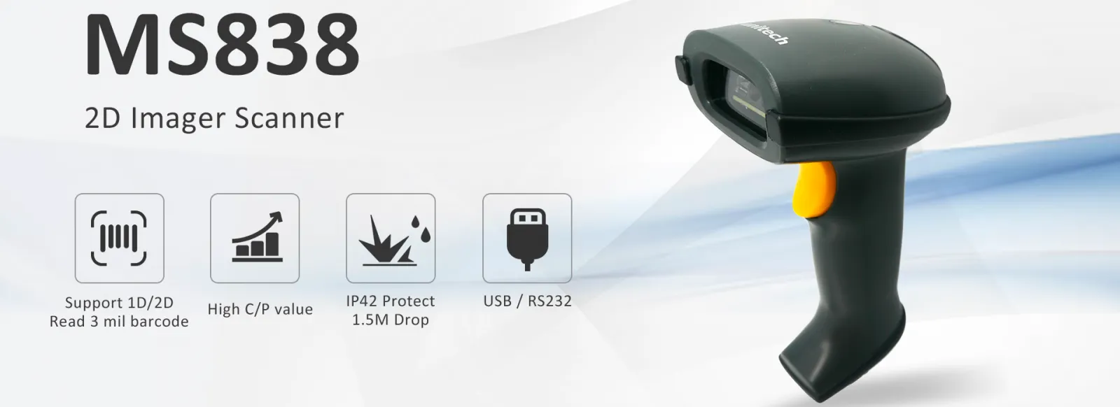 Máy đọc mã vạch có dây Unitech MS838 15 features MS838 WITH LOGO 1