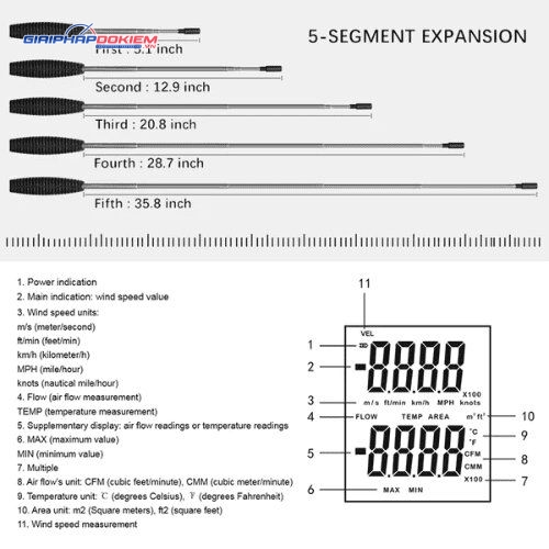 Máy đo tốc độ gió HTI HT-9830 7 Máy đo tốc độ gió HTI HT-9830 - Ảnh 4