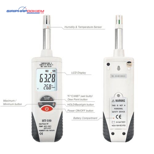 Máy đo nhiệt độ và độ ẩm Hti HT-350 (Độ chính xác cao, màn hình LCD lớn) 7 Máy đo nhiệt độ và độ ẩm Hti HT-350 (Độ chính xác cao, màn hình LCD lớn) - Ảnh 4