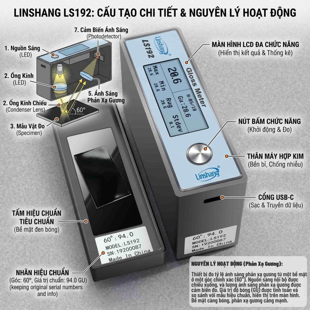 Cấu tạo & Nguyên lý hoạt động của máy đo độ bóng Linshang