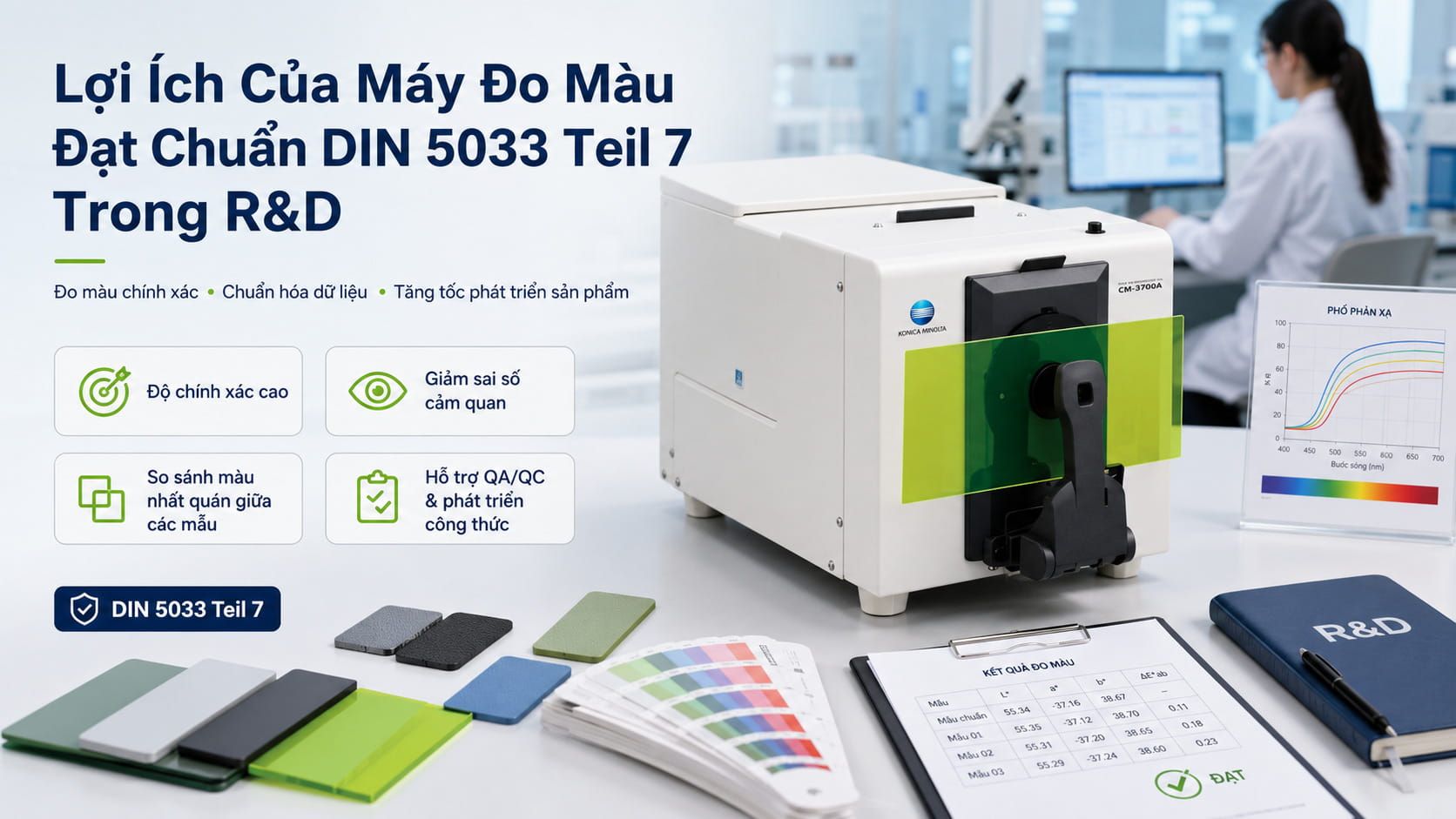 Đo Màu Theo DIN 5033 Teil 7 Là Gì? Tiêu Chuẩn, Quy Trình & Ứng Dụng 7 Lợi ích khi đo màu theo DIN 5033 Teil 7