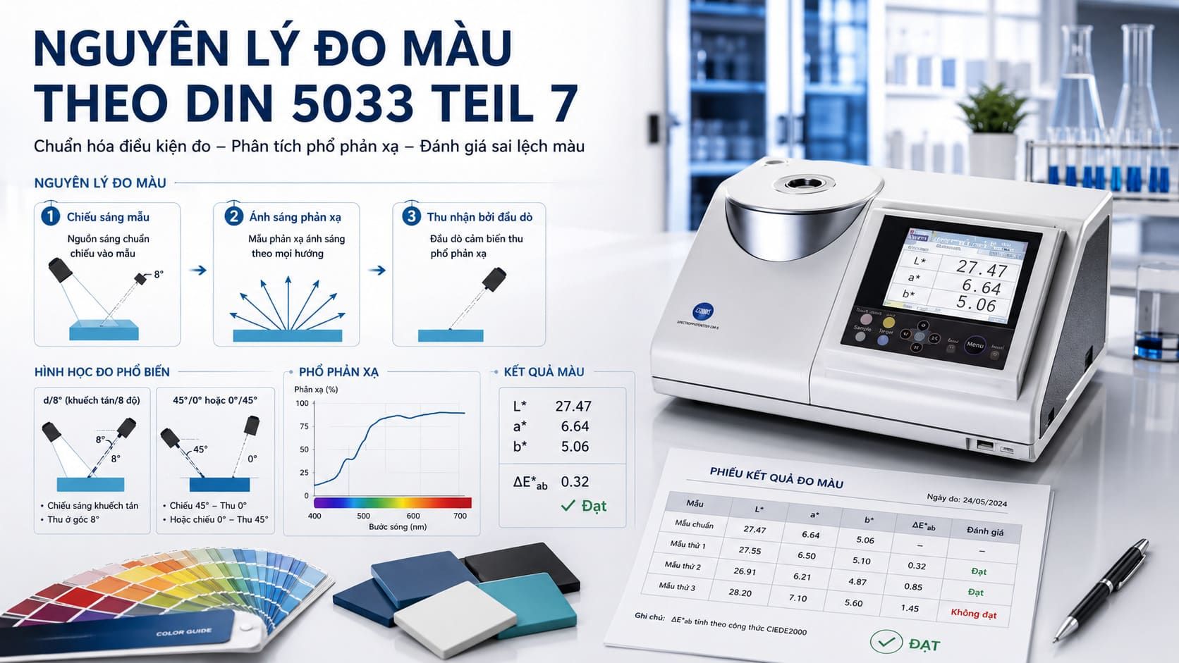 Đo Màu Theo DIN 5033 Teil 7 Là Gì? Tiêu Chuẩn, Quy Trình & Ứng Dụng 8 Nguyên lý đo màu theo DIN 5033 Teil 7