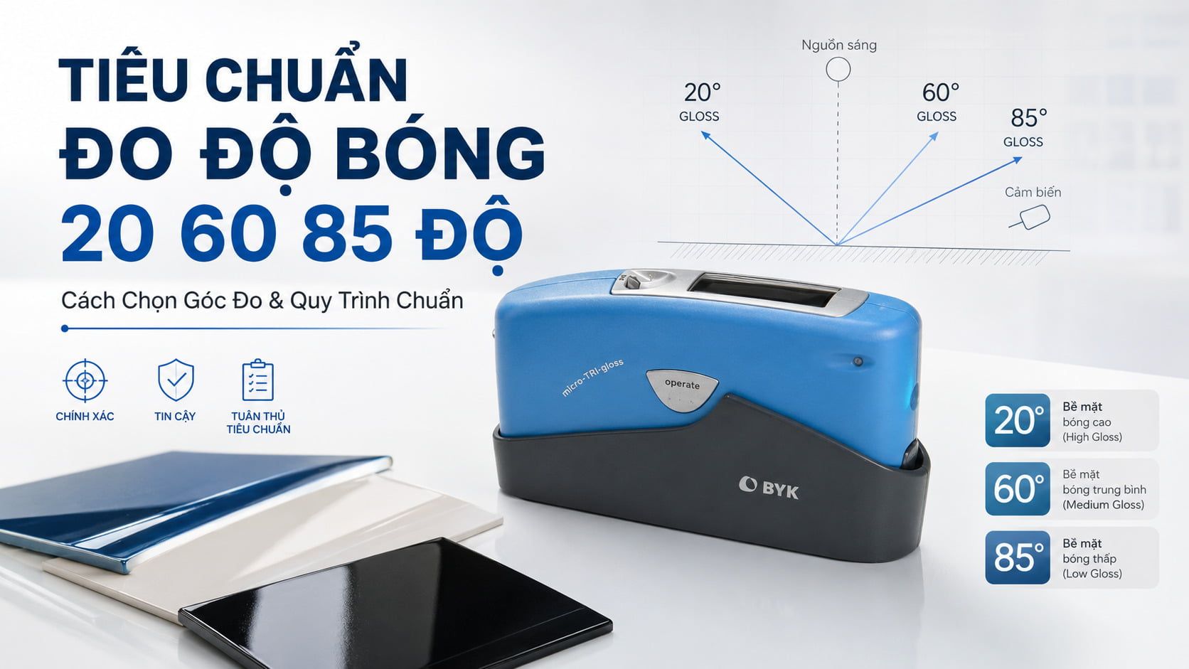 Tiêu chuẩn đo độ bóng 20 60 85 độ