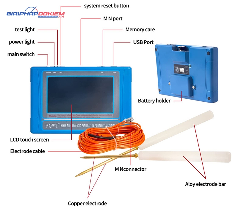 Máy dò nước ngầm lập bản đồ tự động PQWT-TC300 độ sâu 300m 11 Máy dò nước lập bản đồ tự động PQWT-TC300