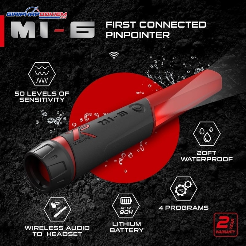 Máy dò kim loại Deus kèm tai nghe WSAUDIO và Pinpointer MI-6 18 Tay dò kim loại MI-6 độ nhạy cao