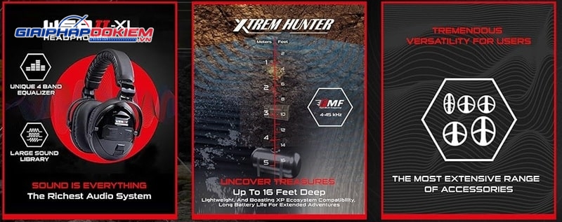 Máy dò kim loại XP Xtrem Hunter kèm đĩa dò FMF 11 inch 24 Cài đặt tính năng trên máy dò kim loại XP Xtrem Hunter
