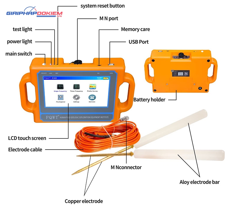 Máy dò nước ngầm, thăm dò mặt đất PQWT-S300 độ sâu 300m 9 Máy đo mực nước ngầm, thăm dò mặt đất PQWT-S300