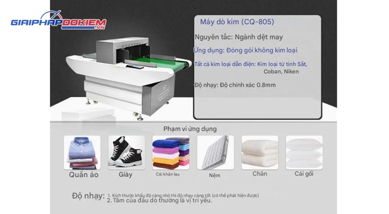Máy dò kim loại băng tải ngành may mặc YIWAN CQ-805 7 Máy dò kim loại CQ-805 được dùng nhiều trong may mặc, thực phẩm