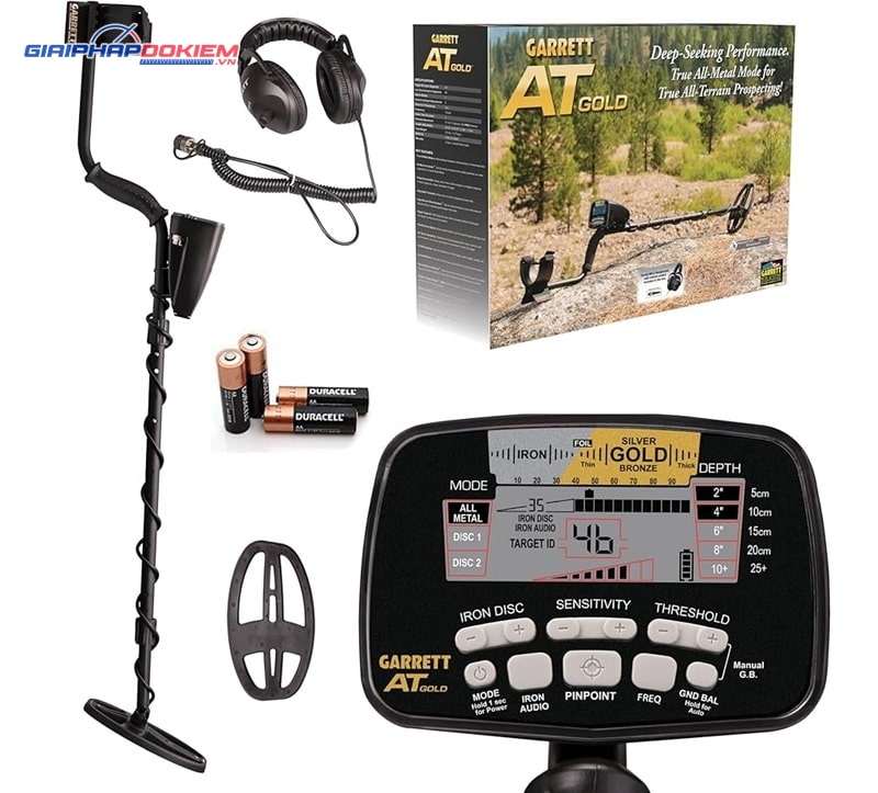 Máy dò vàng bạc Garrett AT Gold tần số 18 kHz 15 Bộ sản phẩm máy dò vàng bạc Garrett AT Gold