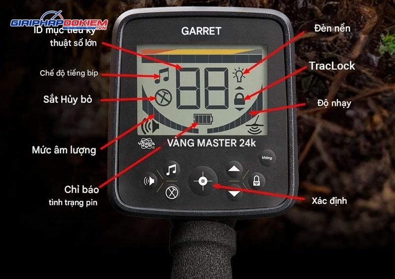 Máy dò vàng Garrett Goldmaster 24K tần số hoạt động 48 kHz 12 Máy hoạt động với chế độ âm thanh giúp phân biệt mục tiêu