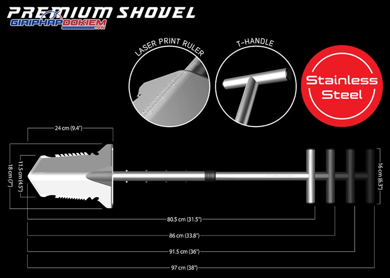 Xẻng đào cao cấp Nokta Premium Shovel 7 Xẻng đào cao cấp Nokta Premium Shovel