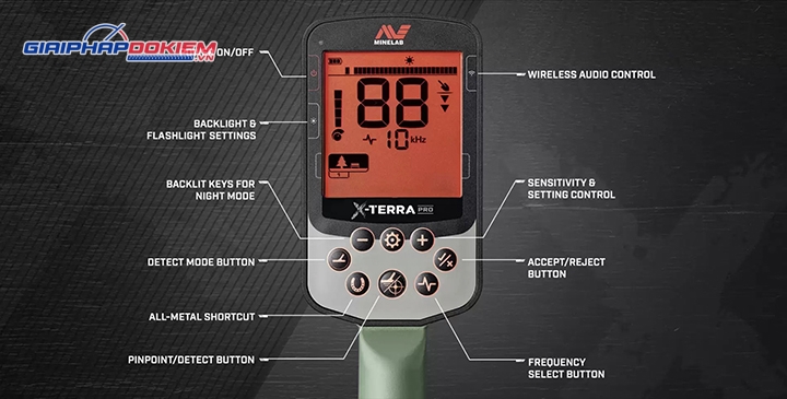 Máy dò kim loại dưới lòng đất Minelab X-terra Pro 16 Màn hình hiển thị lớn và giao diện dễ thao tác của Minelab X-terra Pro